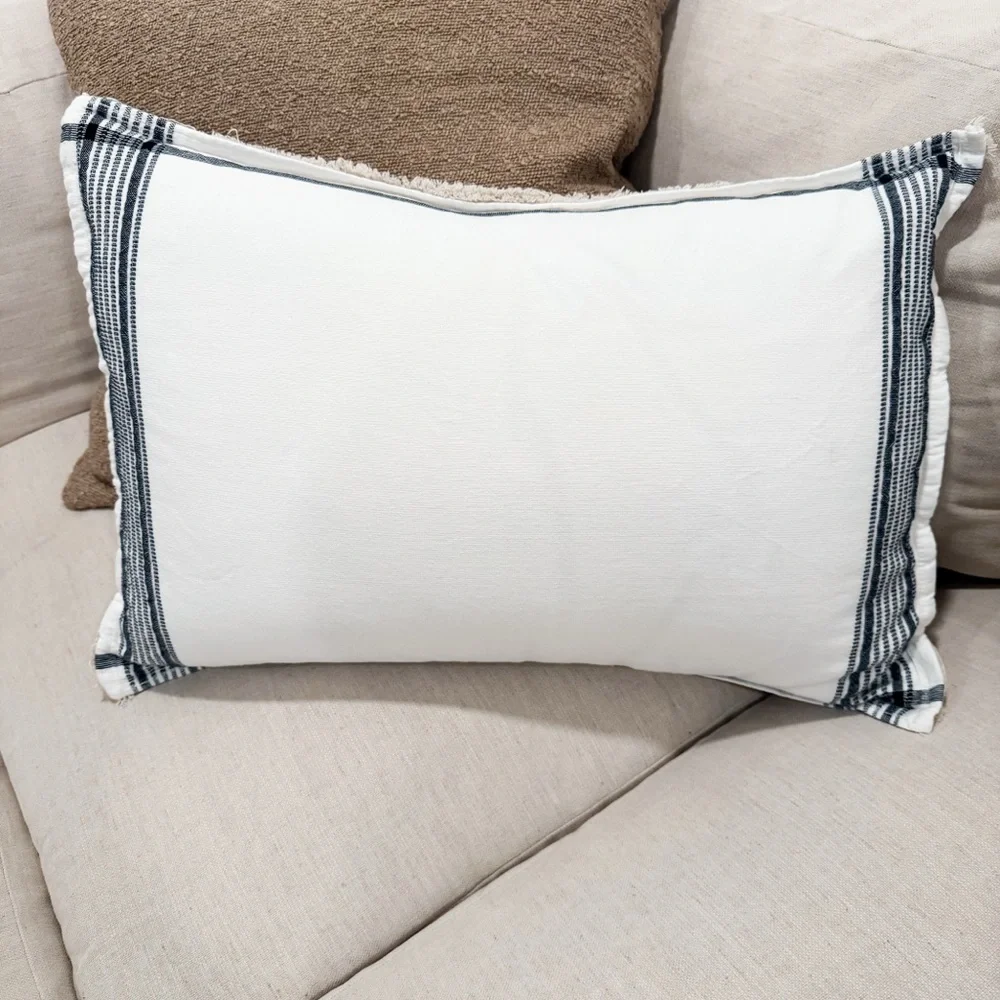Handmade Modern Farmhouse Pillow Cover, Down Pillow Insert Included